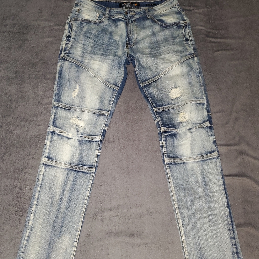 Copper Rivet blue biker jeans